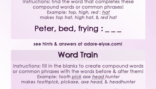 Word Games #1: Common Compound & Word Train