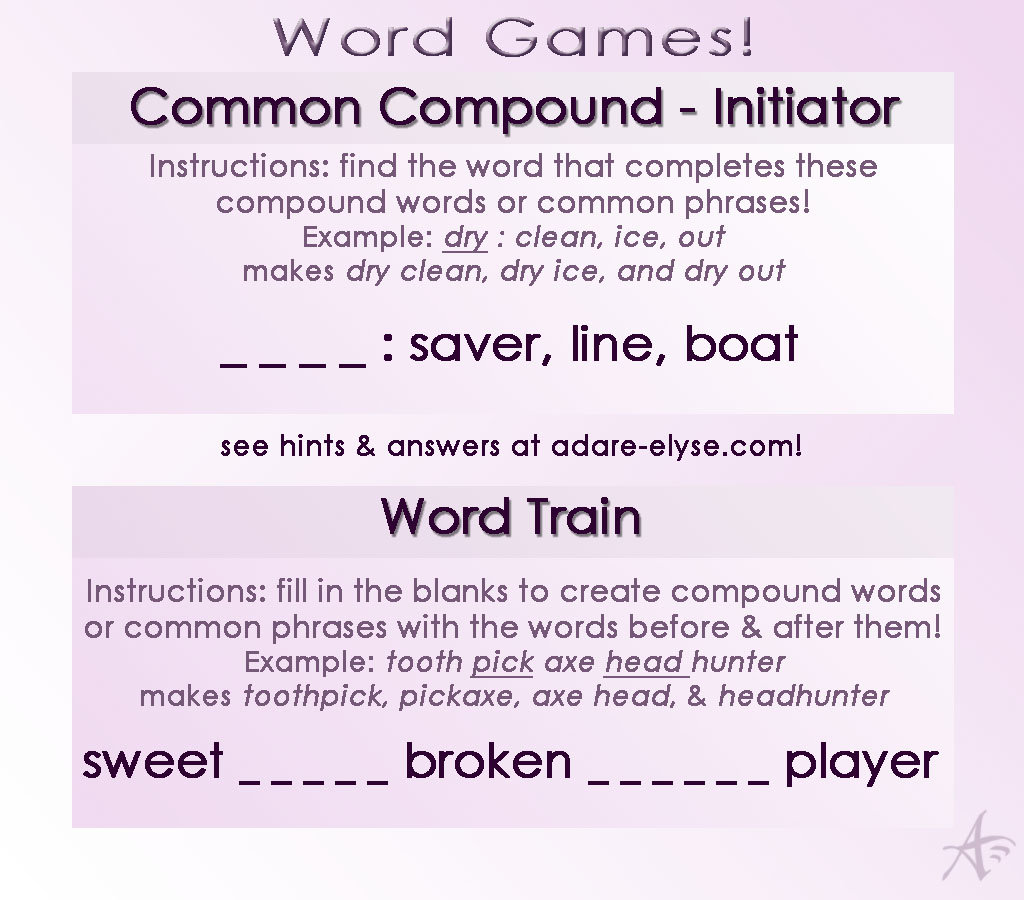 Word Game Puzzle Common Compound Word Train