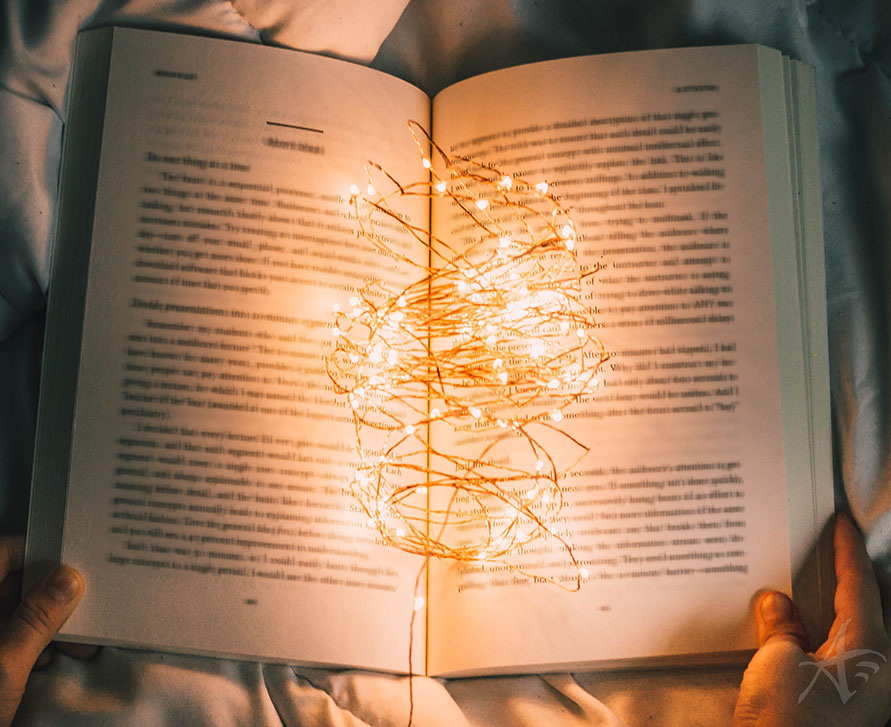 glowing book