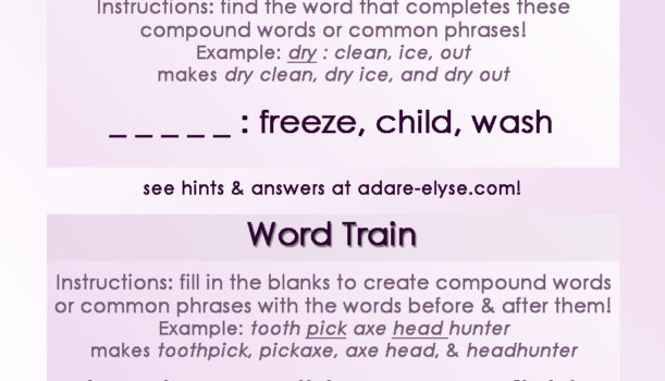 Word Games #8: Common Compound & Word Train