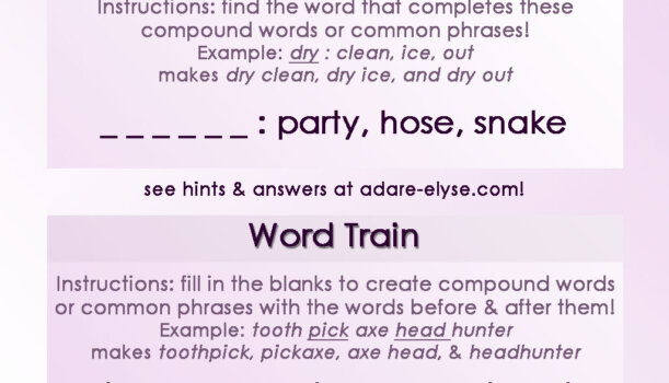 Word Games #12: Common Compound Initiator & Word Train