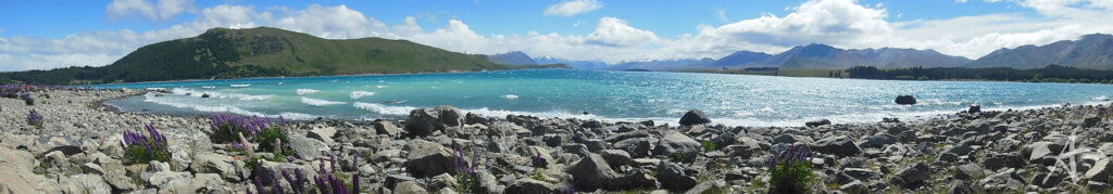 Panorama Lake Pukaki New Zealand Blue Water