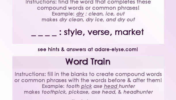 Word Games #20: Common Compound & Word Train