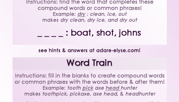 Word Games #22: Common Compound & Word Train