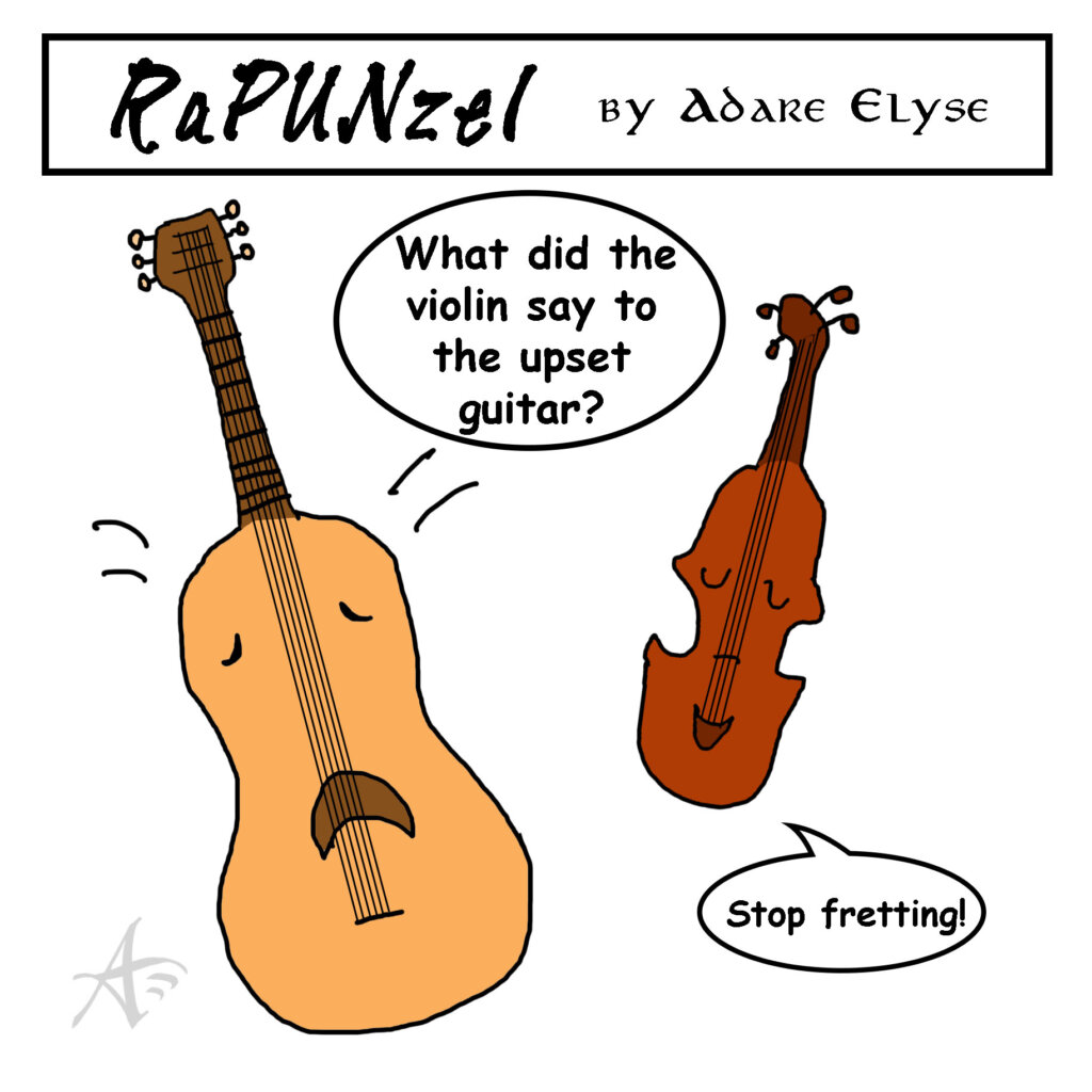 Guitar Violin Pun Comic Music Joke Stop Fretting