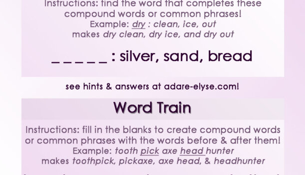 Word Games #25: Common Compound & Word Train