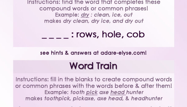 Word Games #30: Common Compound & Word Train