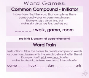Word Game 33 Common Compound & Word Train