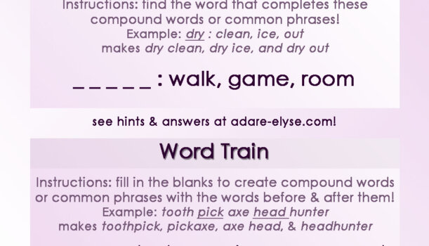 Word Games #33: Common Compound & Word Train