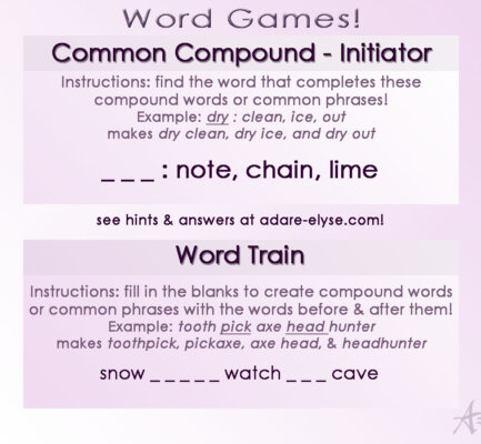 Word Games #34: Common Compound & Word Train