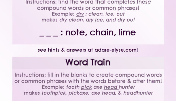 Word Games #34: Common Compound & Word Train