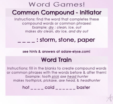 Word Games #36: Common Compound & Word Train