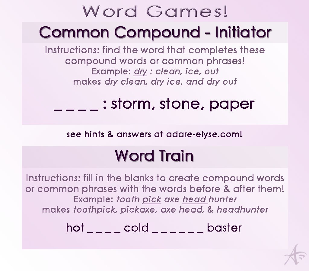 Word Game 36 common compound word train